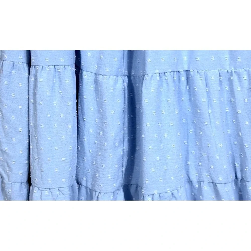 Womens Maxi Dress Blue Smocked Puff Sleeves Tiered Dress Cottagecore S NWT - Picture 5 of 16